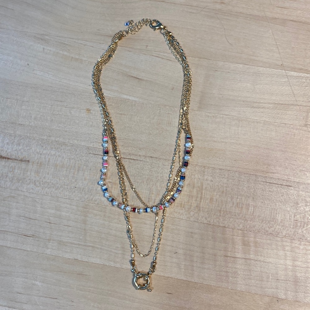 Gold Multicolor Beaded Necklace